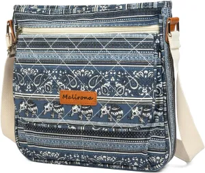 Malirona Women 's Durable Floral Crossbody Bag Canvas Messenger Handbag Multi Pocket Travel Satchel Purse