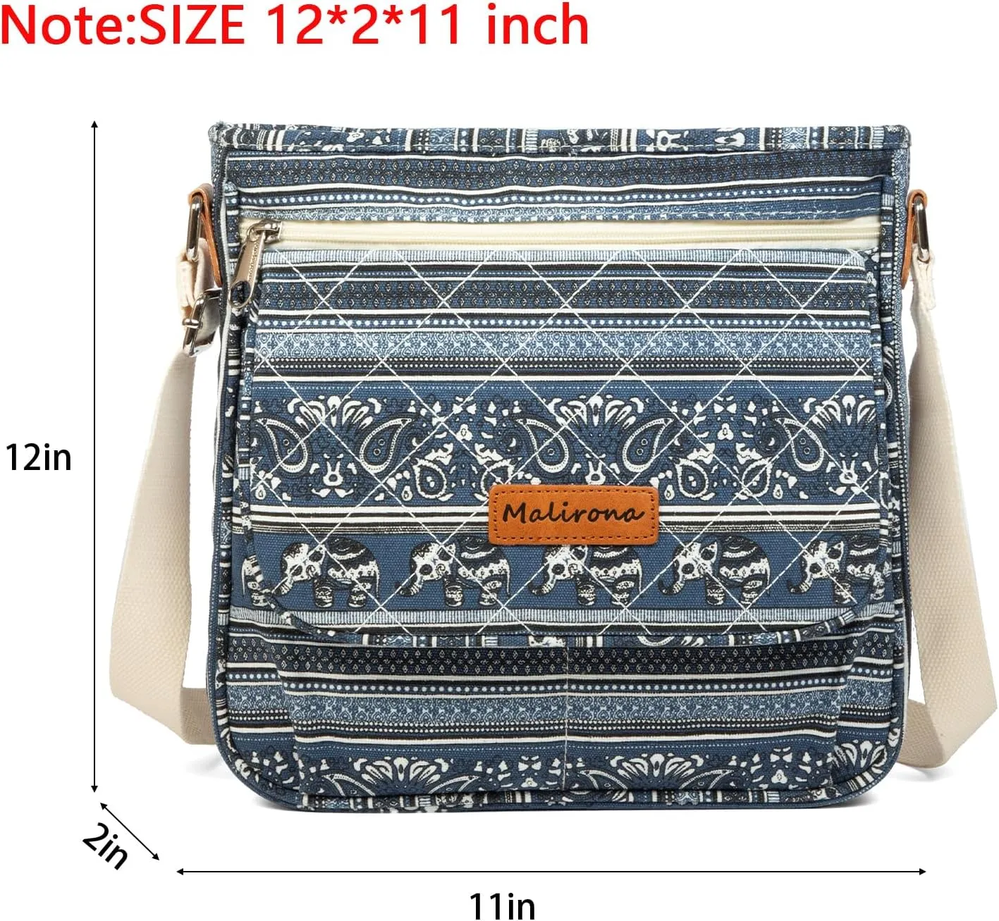 Malirona Women 's Durable Floral Crossbody Bag Canvas Messenger Handbag Multi Pocket Travel Satchel Purse