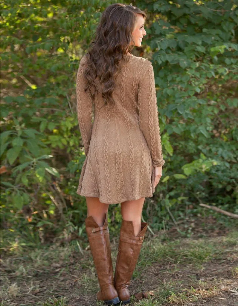 Mansy Sweater Dress for Women Cable Knit Ribbed A-Line Short Fitted Pullover Sweaters Dresses Fall Winter