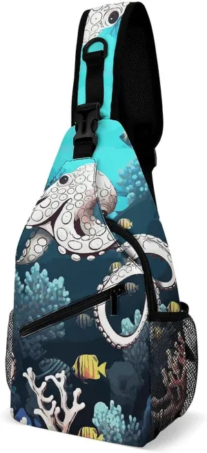 Marine Life Sling Bag for Men Women Travel Crossbody Bags Large Hiking Sling Backpack Chest Bag Man Purse
