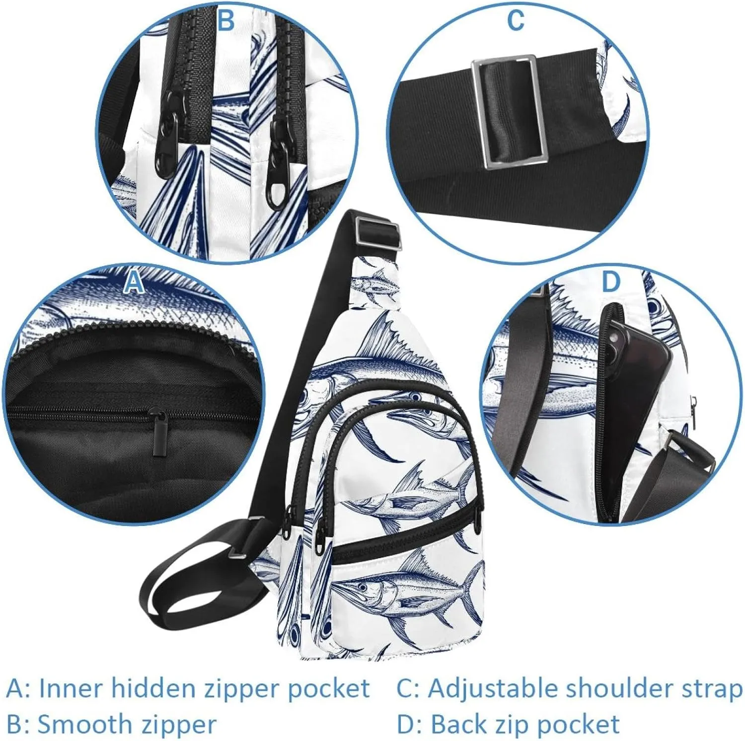 Marlin (1) Crossbody Bag with Adjustable Shoulder Strap, Shoulder Bag for Men and Women Sling Backpack for Travel, Cycling, Work, Sport