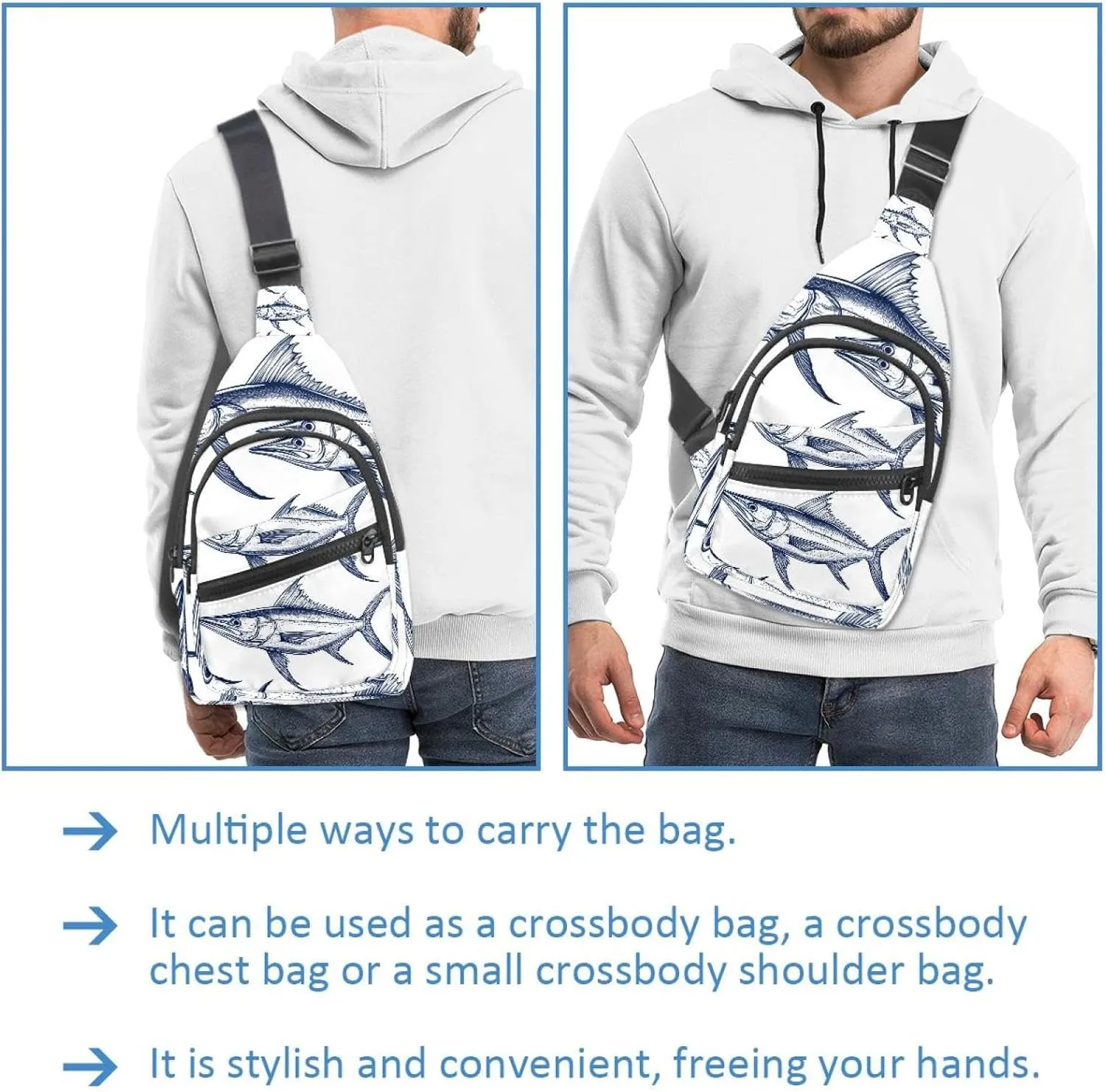 Marlin (1) Crossbody Bag with Adjustable Shoulder Strap, Shoulder Bag for Men and Women Sling Backpack for Travel, Cycling, Work, Sport