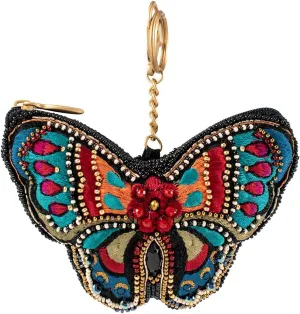 Mary Frances All a Flutter Beaded Butterfly Coin Purse Keychain Accessory Mini Bag Charm with Key Ring, Multi
