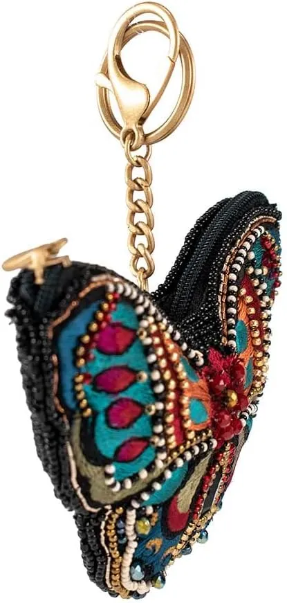Mary Frances All a Flutter Beaded Butterfly Coin Purse Keychain Accessory Mini Bag Charm with Key Ring, Multi