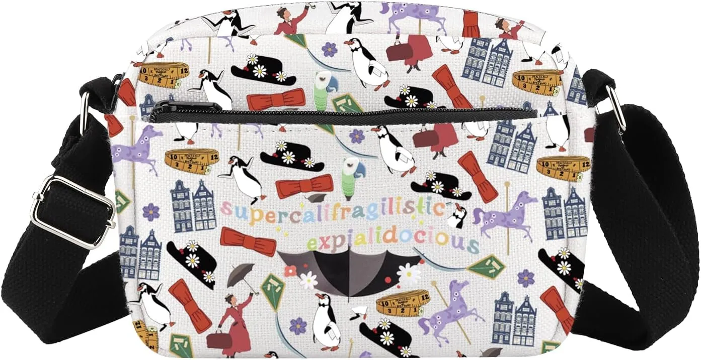 Mary Inspire Crossbody Bag Supercalifragilistic Umbrella Poppins Shoulder Mary Musical Movie Messenger Bag