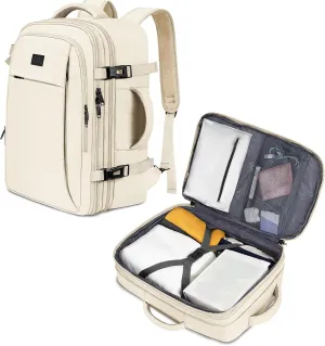 MATEIN Carry on Backpack for Women, 50L TSA Travel Backpack with Wet Bag Expandable Airline Approved Suitcase Daypack, Large Weekender Bag Water Resistant Daypack for Business Weekender, Beige