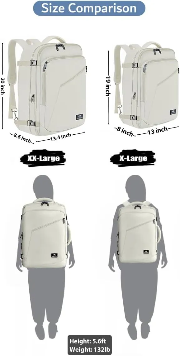 MATEIN Large Travel Backpack Women, Lightweight Carry on Backpack & Hidden Shoulder Straps, Waterproof Anti-Theft Daypack for Flight, Expandable Hiking Weekend Daypack, Travelling Gifts, Beige