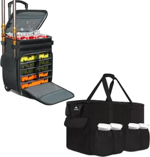 MATEIN Rolling Tackle Box with Cooler, Large Fishing Backpack with Wheels, Food Delivery Bag, Catering Bag for Food Deliveries