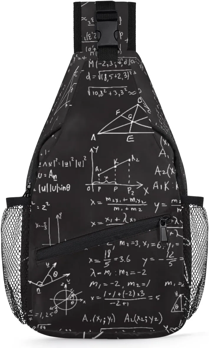 Mathematical Formulas Sling Backpack Chest Bag Crossbody Shoulder Bag, Education Gym Cycling Travel Hiking Daypack for Women Men