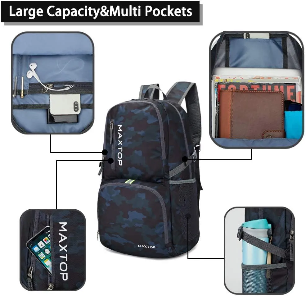 MAXTOP 40/50L Lightweight Packable Backpack for Hiking Traveling Camping Water Resistant Foldable Outdoor Travel Daypack