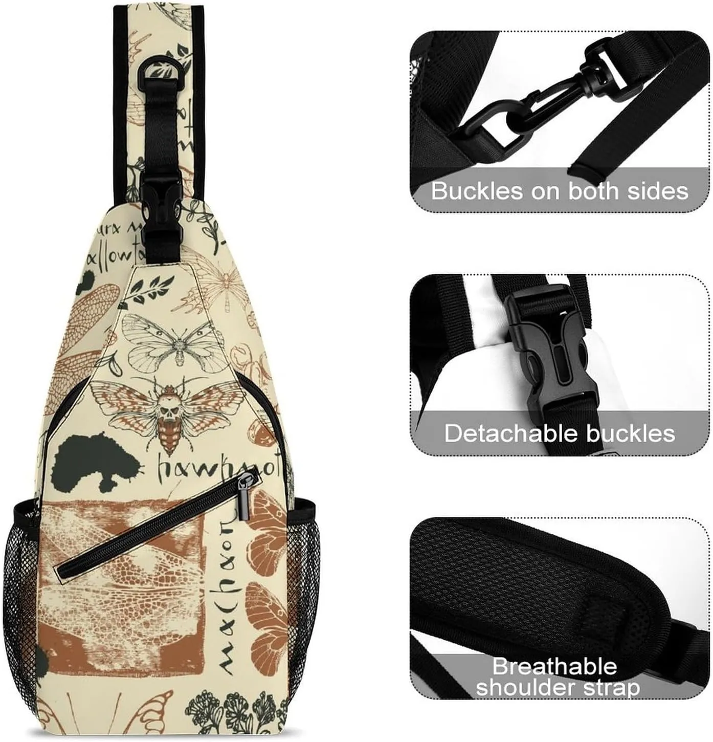 Medicinal-herbs-texture Crossbody Sling Backpack, Shoulder Bag Chest Bag for Travel Sport Running