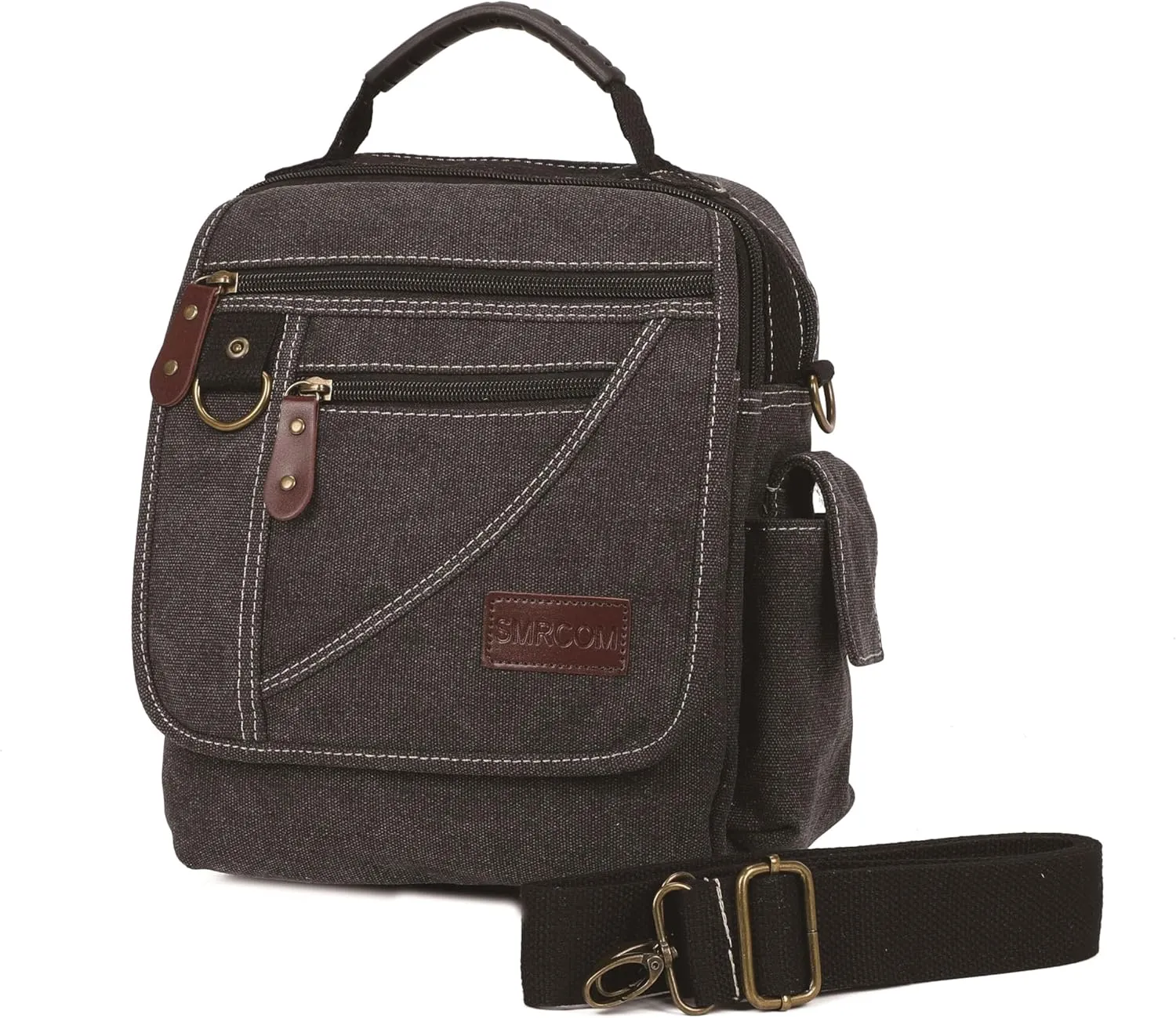 Men Purse Shoulder Small Crossbody Canvas Messenger Tote Side Travel Bag Detachable Strap