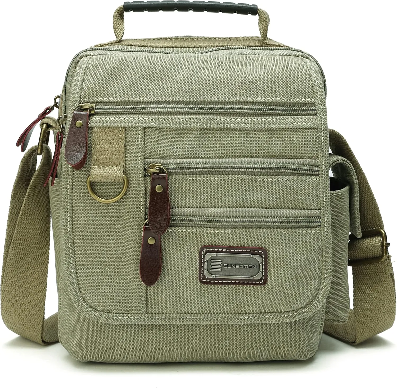 Mens bag Canvas Shoulder Bag Small Messenger Crossbody Bag Work Bag Vintage Multi-function