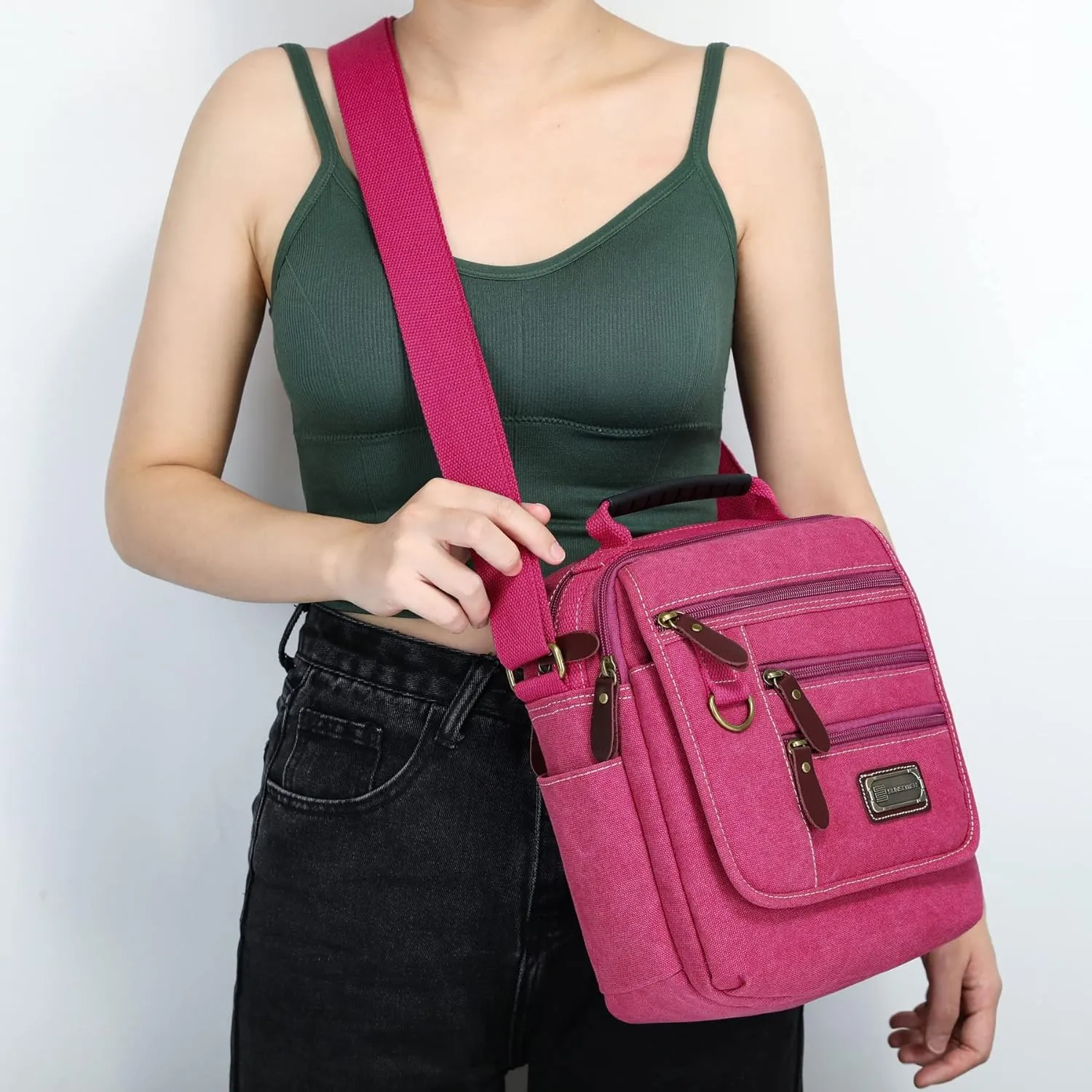 Mens bag Canvas Shoulder Bag Small Messenger Crossbody Bag Work Bag Vintage Multi-function