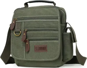Mens bag Canvas Shoulder Bag Small Messenger Crossbody Bag Work Bag Vintage Multi-function