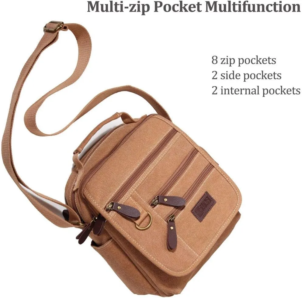 Mens bag Canvas Shoulder Bag Small Messenger Crossbody Bag Work Bag Vintage Multi-function