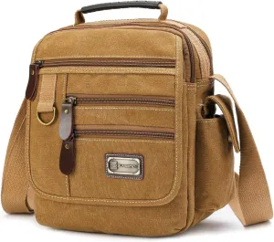 Mens bag Canvas Shoulder Bag Small Messenger Crossbody Bag Work Bag Vintage Multi-function