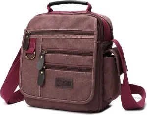 Mens bag Canvas Shoulder Bag Small Messenger Crossbody Bag Work Bag Vintage Multi-function