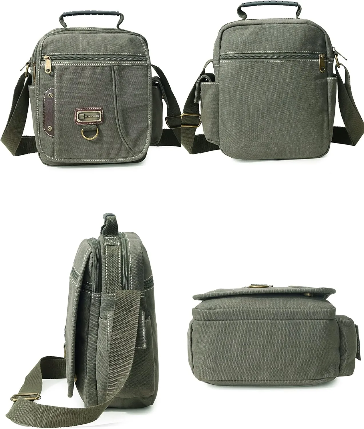Men's Canvas Crossbody Messenger Bag - Small, Shoulder, Travel, Work Bag