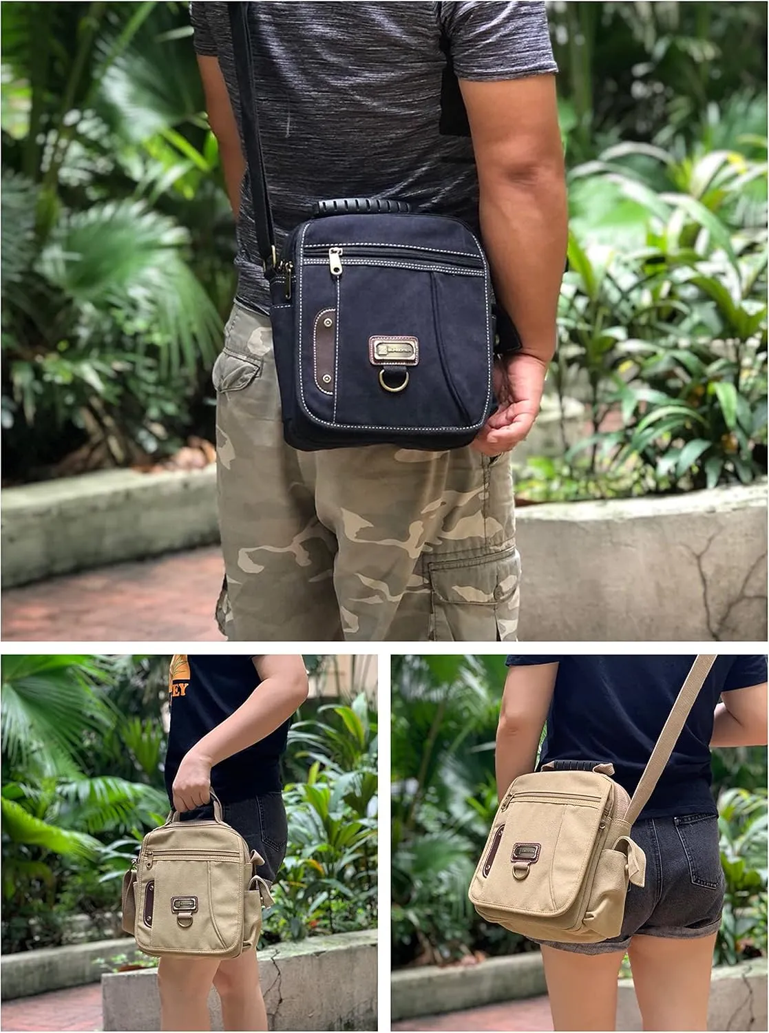 Men's Canvas Crossbody Messenger Bag - Small, Shoulder, Travel, Work Bag