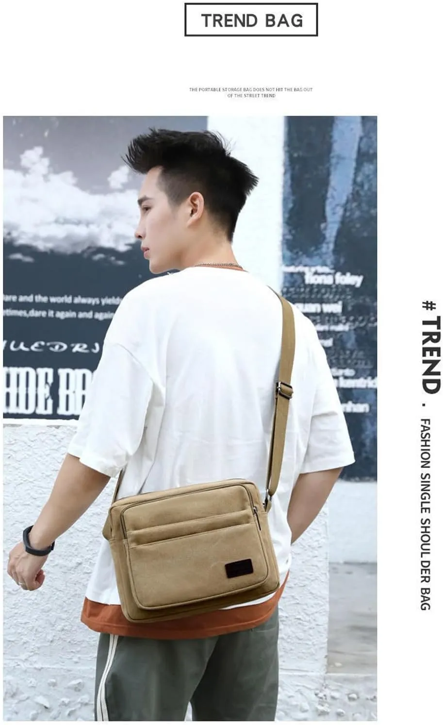 Men's Canvas Postman Bag Vintage Crossbody Canvas Messenger Shoulder Bag Hiking Military Travel Bag