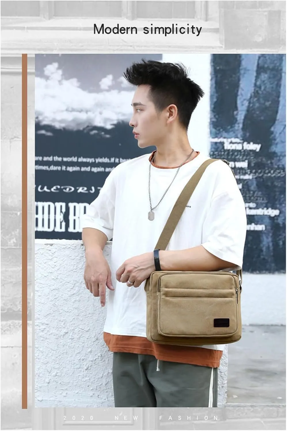Men's Canvas Postman Bag Vintage Crossbody Canvas Messenger Shoulder Bag Hiking Military Travel Bag