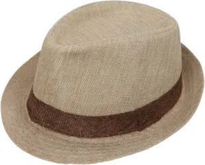 Mens Classic Straw Fedora Hat Sun Protection UV UPF50  Panama Style Hat Short Brim Packable Trilby Hat Fashion Gentleman Hat