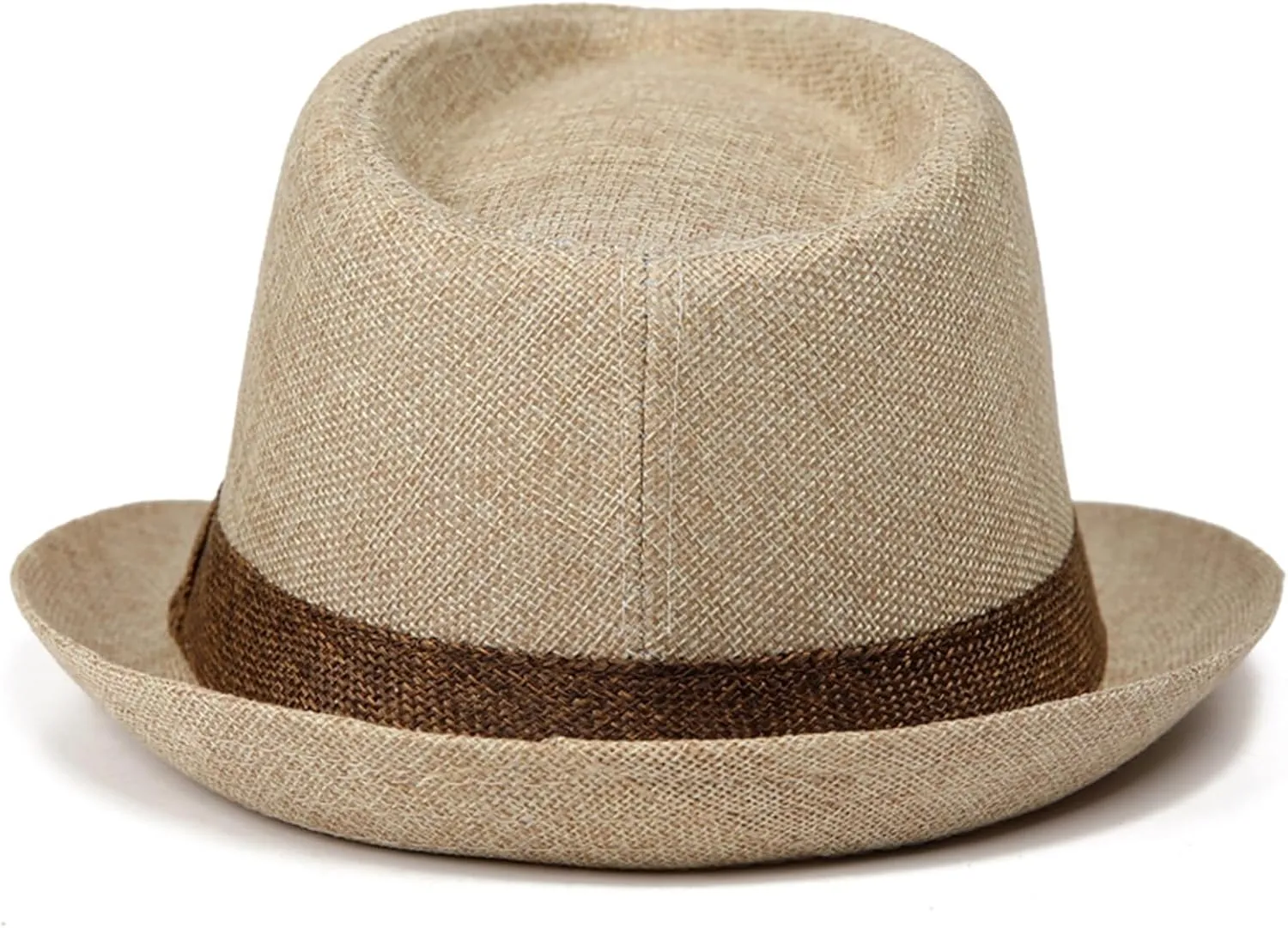 Mens Classic Straw Fedora Hat Sun Protection UV UPF50  Panama Style Hat Short Brim Packable Trilby Hat Fashion Gentleman Hat