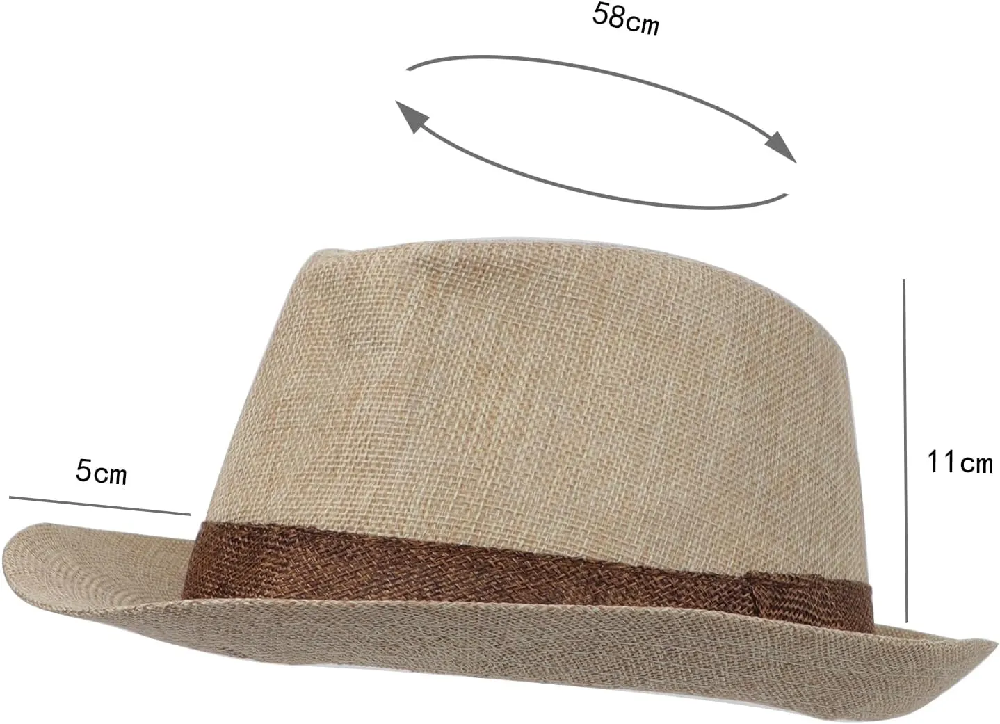 Mens Classic Straw Fedora Hat Sun Protection UV UPF50  Panama Style Hat Short Brim Packable Trilby Hat Fashion Gentleman Hat