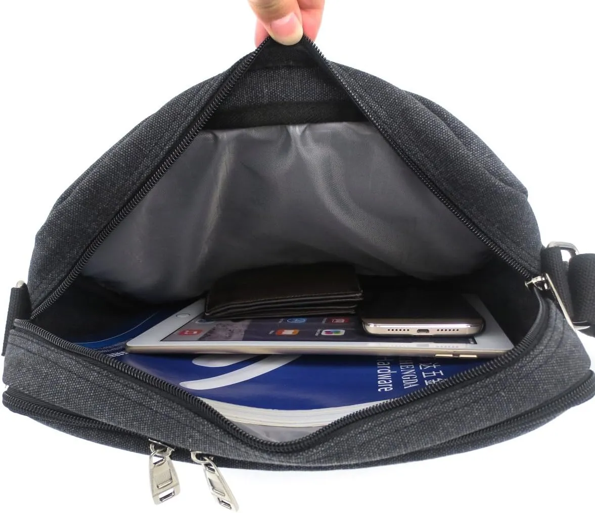 Mens Messenger Bag Canvas Shoulder Bag for Women Multi-pocket Travel Purses Satchel Work Handbag Crossbody Bag