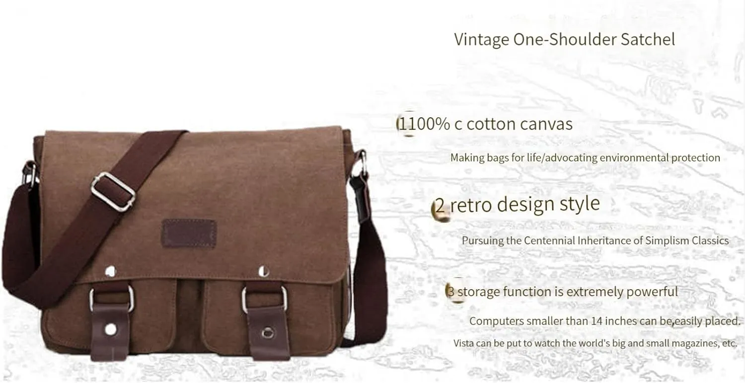 Men's messenger bag Gutim canvas messenger bag - retro cross shoulder bag military backpack (coffee)