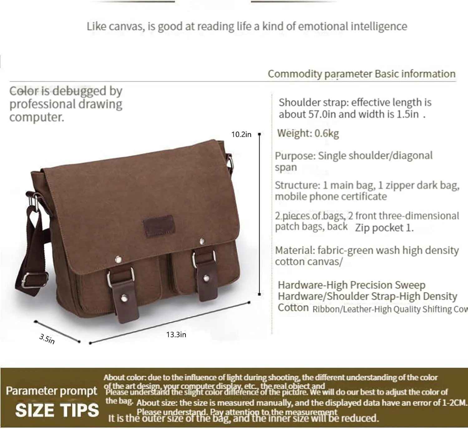 Men's messenger bag Gutim canvas messenger bag - retro cross shoulder bag military backpack (coffee)