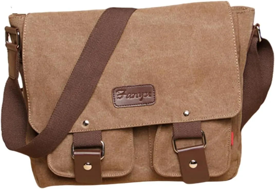 Men's messenger bag Gutim canvas messenger bag - retro cross shoulder bag military backpack (coffee)