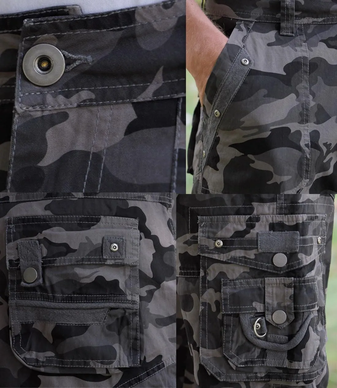 Men's Ripstop Cargo Shorts-Long Cotton Twill Straight Leg for Work Outdoor