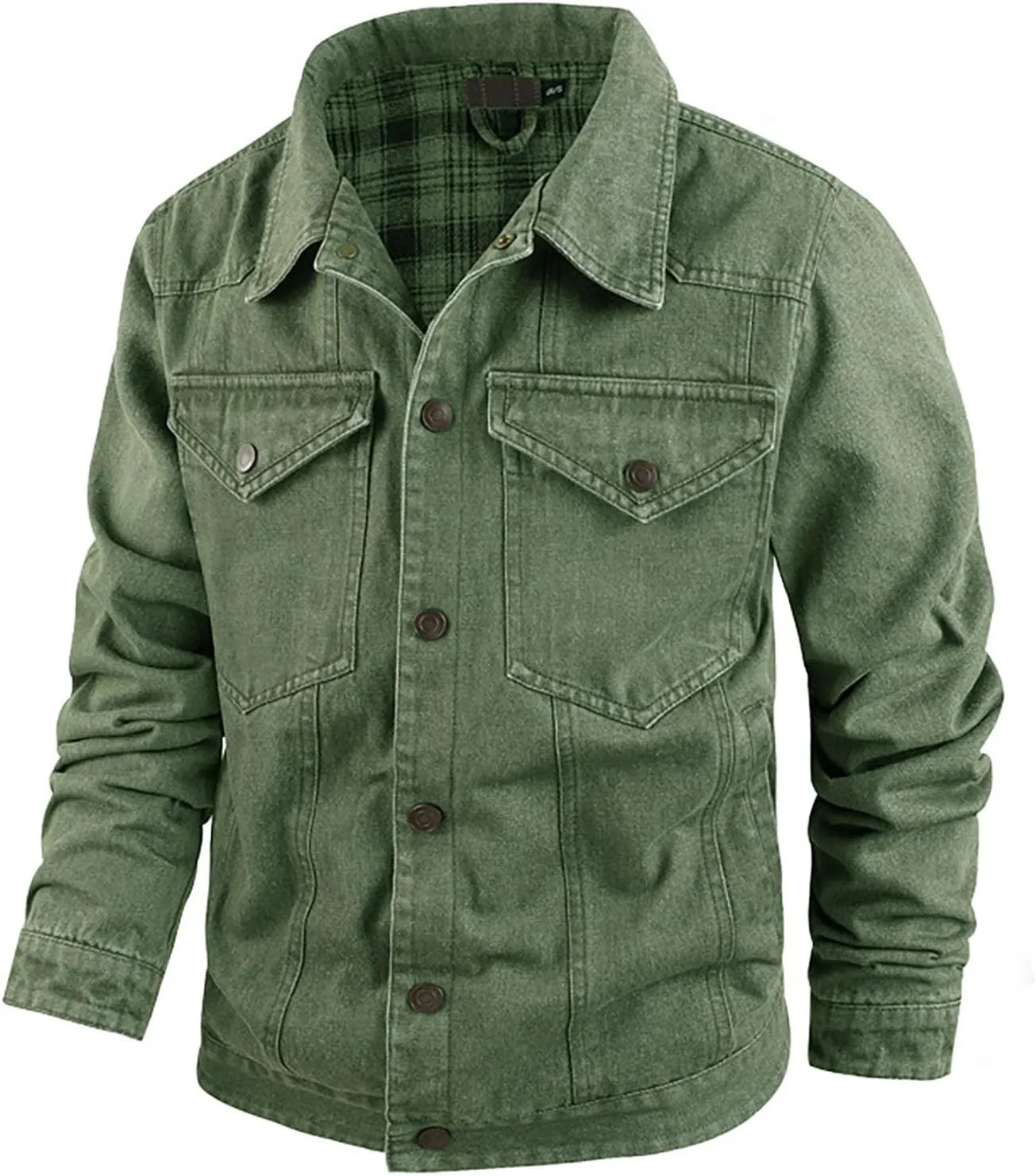 Men's Snap Front Puffer Jacket Sleeve Turn Down Collar Solid Denim Jacket Coat Waterproof Raincoat with Hood