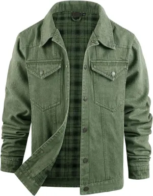 Men's Snap Front Puffer Jacket Sleeve Turn Down Collar Solid Denim Jacket Coat Waterproof Raincoat with Hood