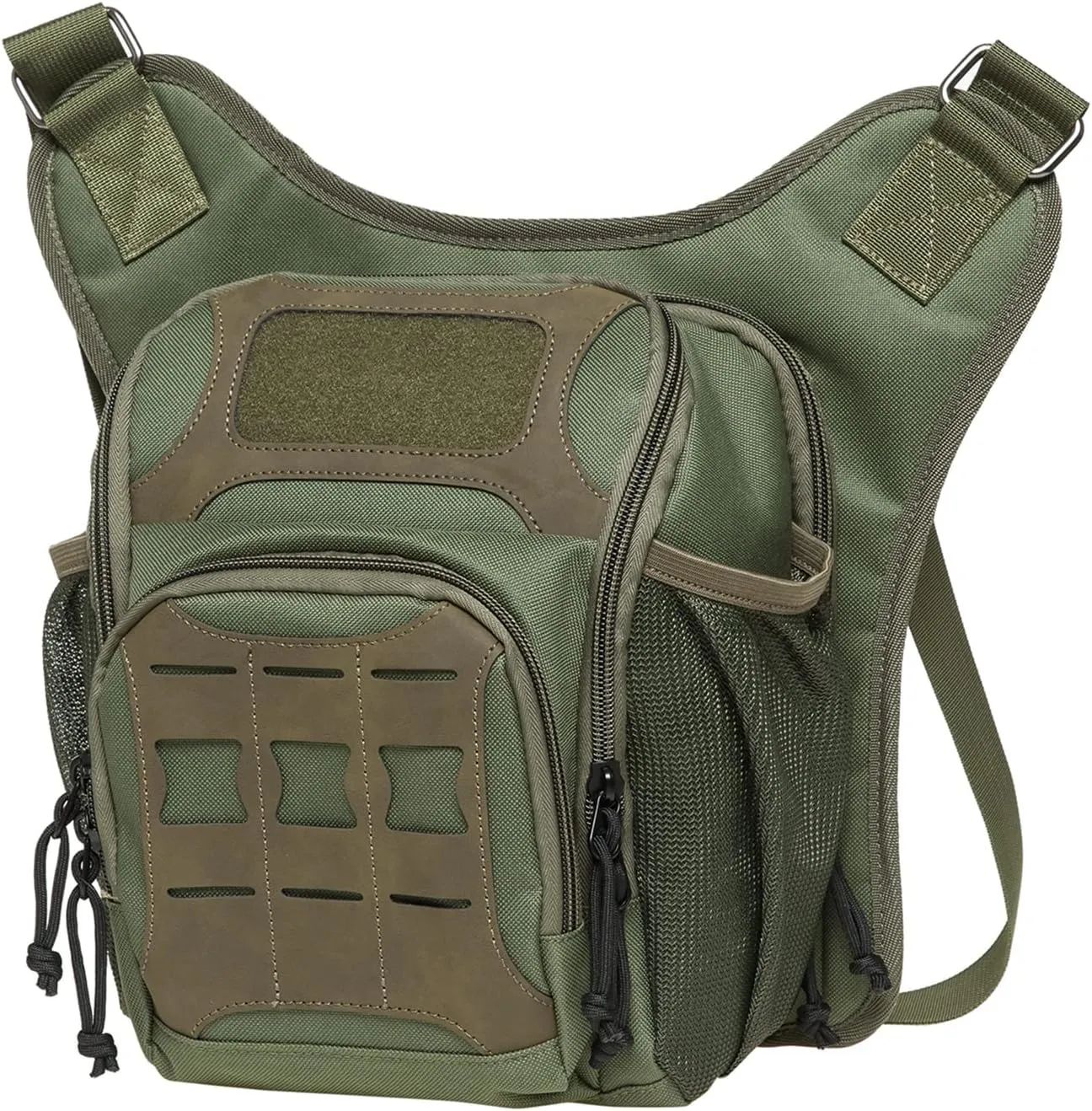 Mens Vintage Canvas Shoulder Messenger Bag Chest Leather Patchwork Messenger Bag