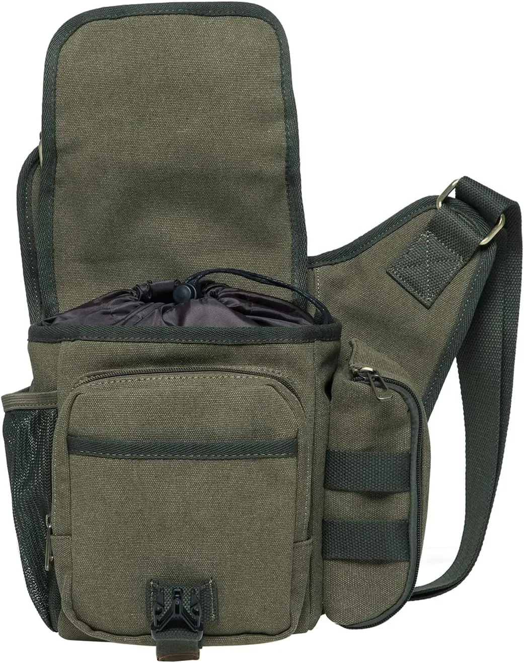 Mens Vintage Canvas Shoulder Messenger Bag Chest Leather Patchwork Messenger Bag