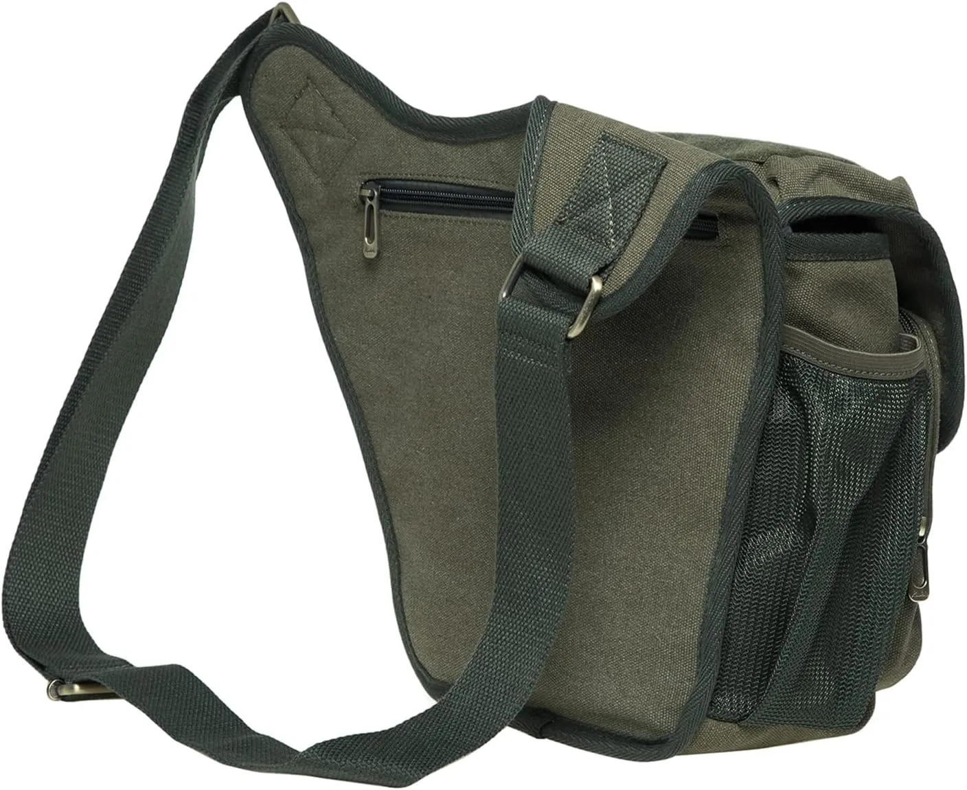 Mens Vintage Canvas Shoulder Messenger Bag Chest Leather Patchwork Messenger Bag