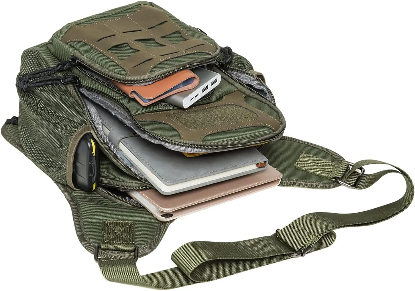 Mens Vintage Canvas Shoulder Messenger Bag Chest Leather Patchwork Messenger Bag