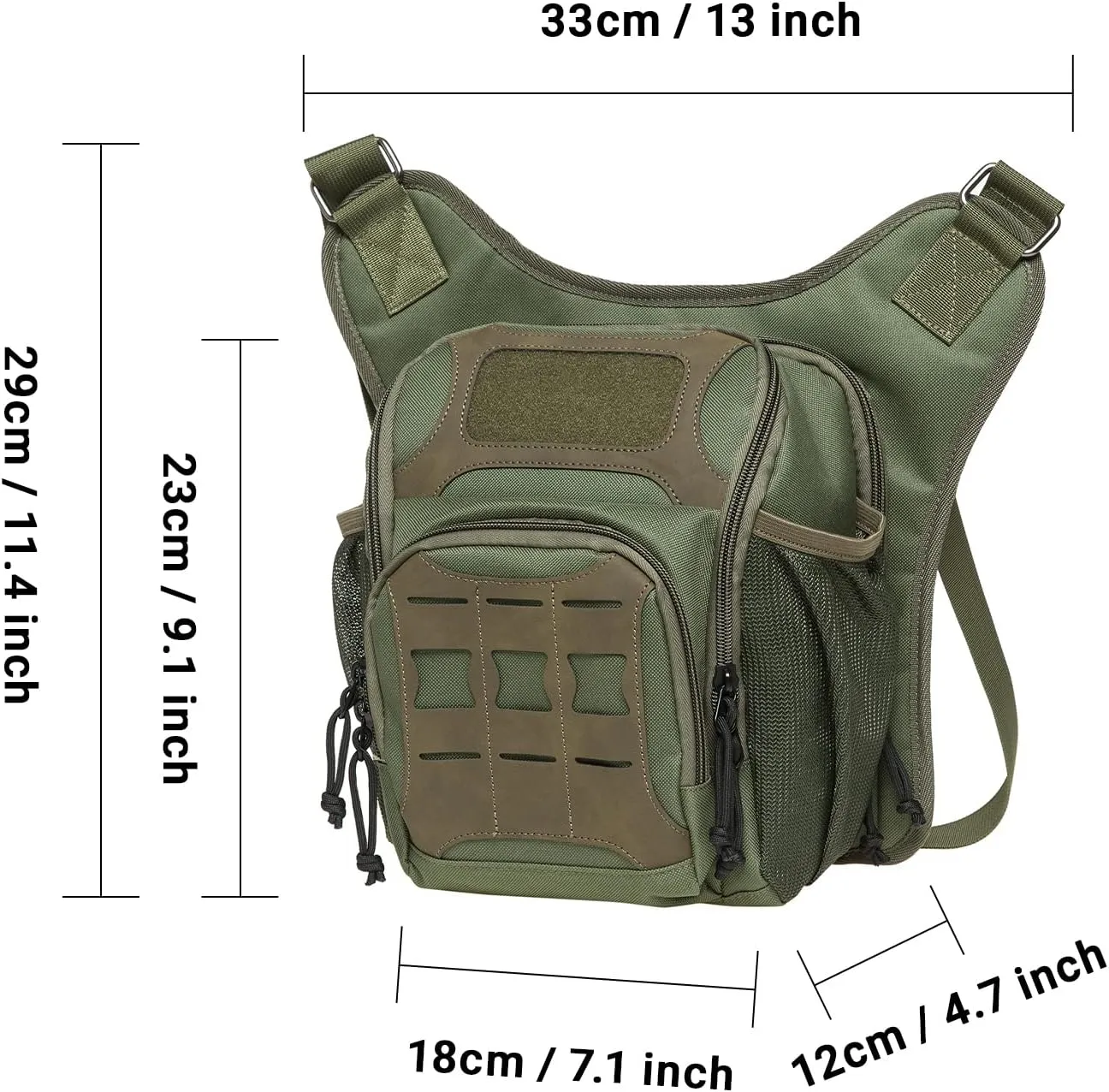 Mens Vintage Canvas Shoulder Messenger Bag Chest Leather Patchwork Messenger Bag