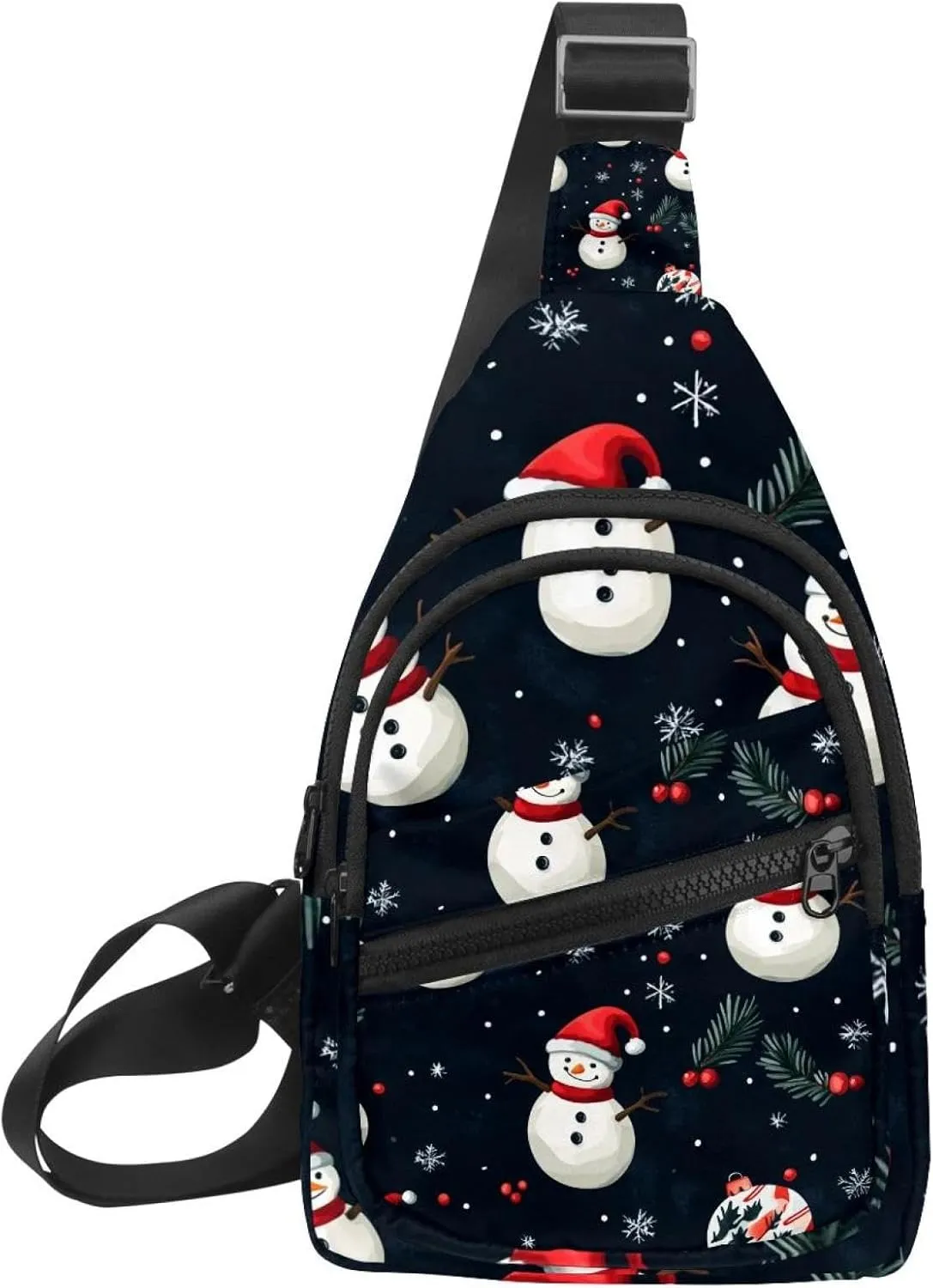 Merry Christmas Snowman Crossbody Bag with Adjustable Shoulder Strap, Shoulder Bag for Men and Women Sling Backpack for Travel, Cycling, Work, Sport
