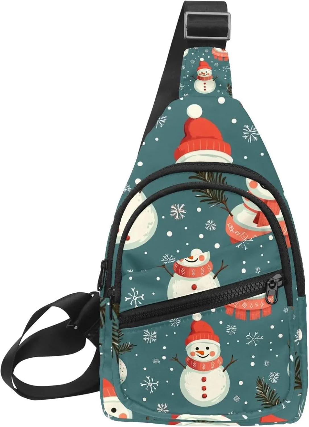 Merry Christmas Snowman Crossbody Bag with Adjustable Shoulder Strap, Shoulder Bag for Men and Women Sling Backpack for Travel, Cycling, Work, Sport