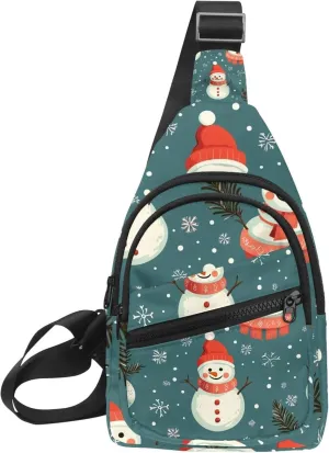 Merry Christmas Snowman Crossbody Bag with Adjustable Shoulder Strap, Shoulder Bag for Men and Women Sling Backpack for Travel, Cycling, Work, Sport
