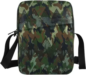 Messenger Bag Crossbody Shoulder Bag Canvas Shoulder Bag Camouflage Denim Camo for Men Women Outdoor Travel Business
