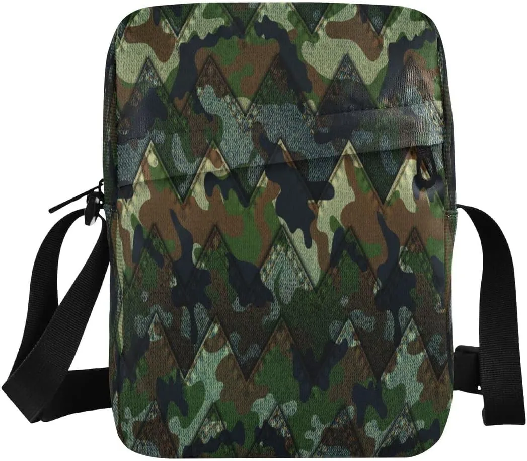 Messenger Bag Crossbody Shoulder Bag Canvas Shoulder Bag Camouflage Denim Camo for Men Women Outdoor Travel Business