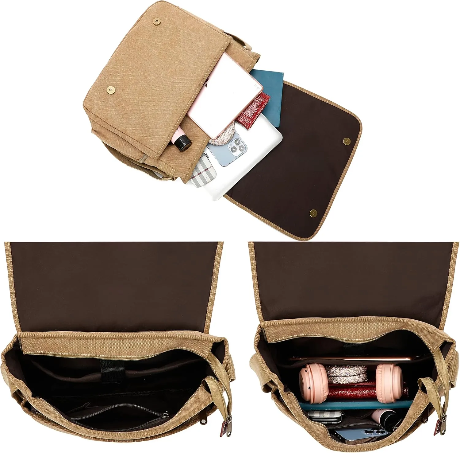Messenger Bag For Man,Canvas Satchel Bag Crossbody Bag Shoulder Bag Vintage 14 Inch