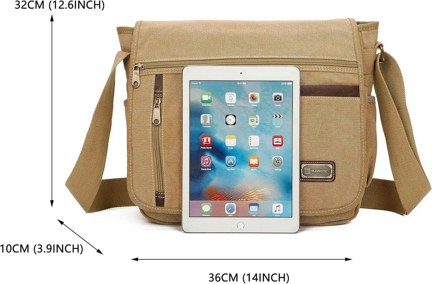 Messenger Bag For Man,Canvas Satchel Bag Crossbody Bag Shoulder Bag Vintage 14 Inch