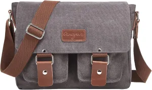 Messenger Bag for Men, Canvas Satchel Shoulder Bag Vintage Crossbody 13.3Inch Laptop Bag