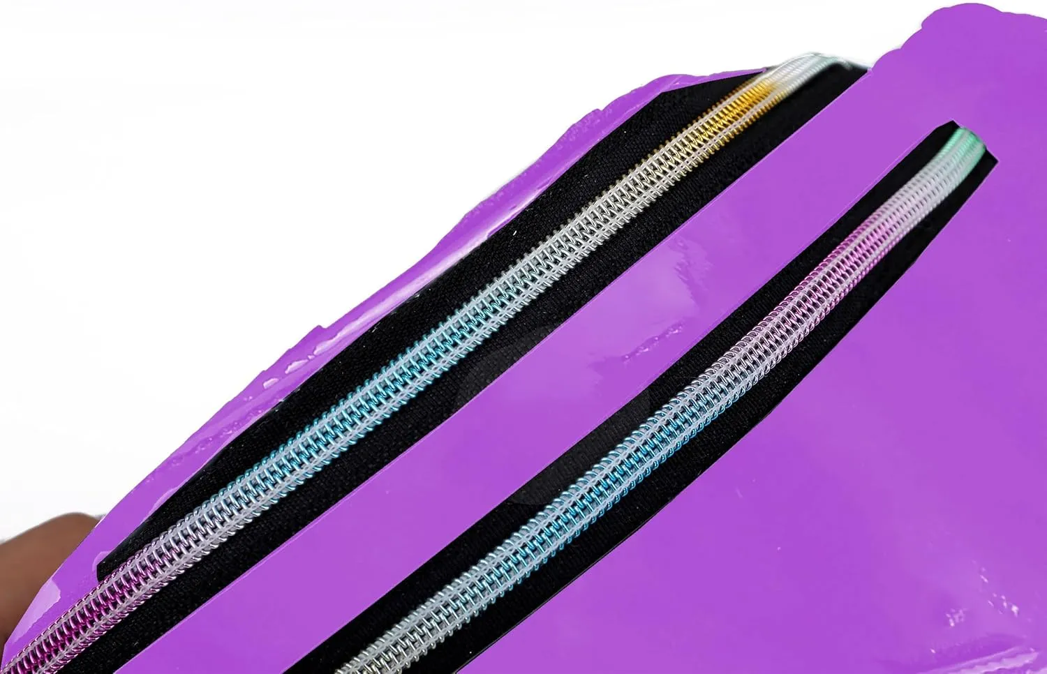 Metallic Color Holographic Fanny Pack Shiny Waist Packs Waterproof Belt Bag with Adjustable Belt for Women Men (Purple)